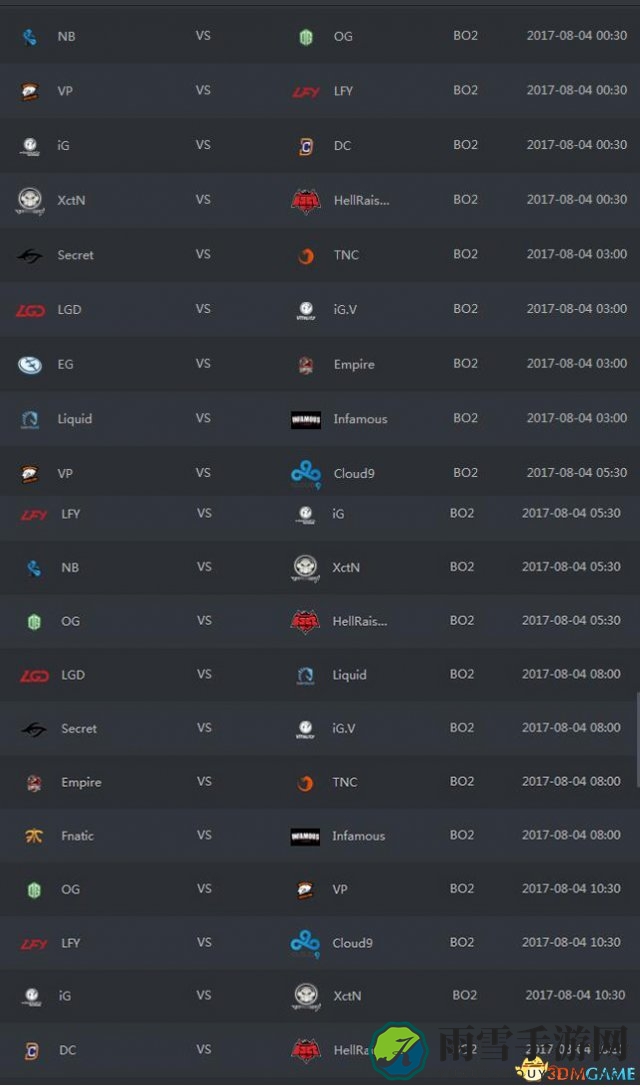 DOTA2 TI7小组赛每日对阵详情（北京时间）