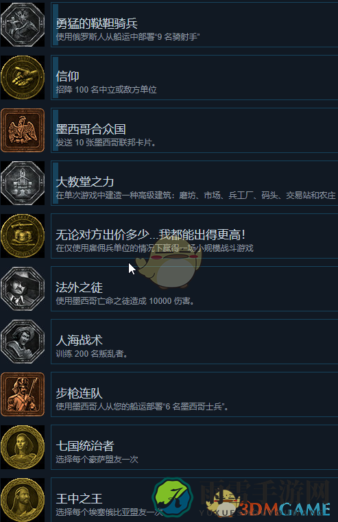 《帝国时代3：决定版》全成就一览