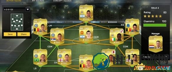 FIFA 15 UT模式英超阵容 4231阵型一百万内球员心得