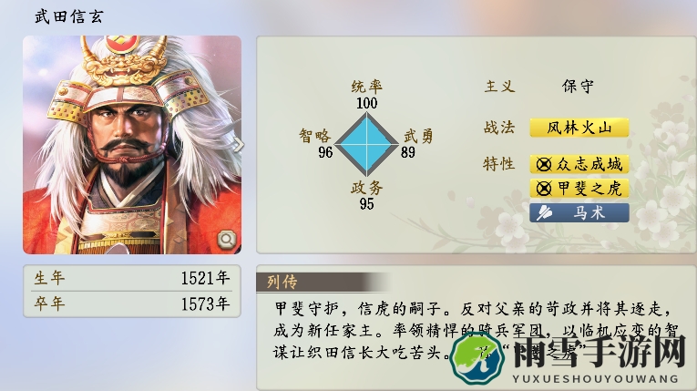 信长之野望新生武田信玄角色的属性怎么样