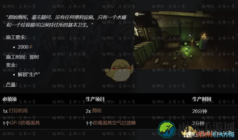 《逃离塔科夫》藏身处卫生间提升所需条件一览